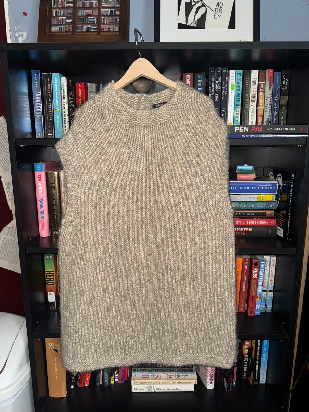 Raoul oversized Taupe Knit Sleeveless Sweater Vest